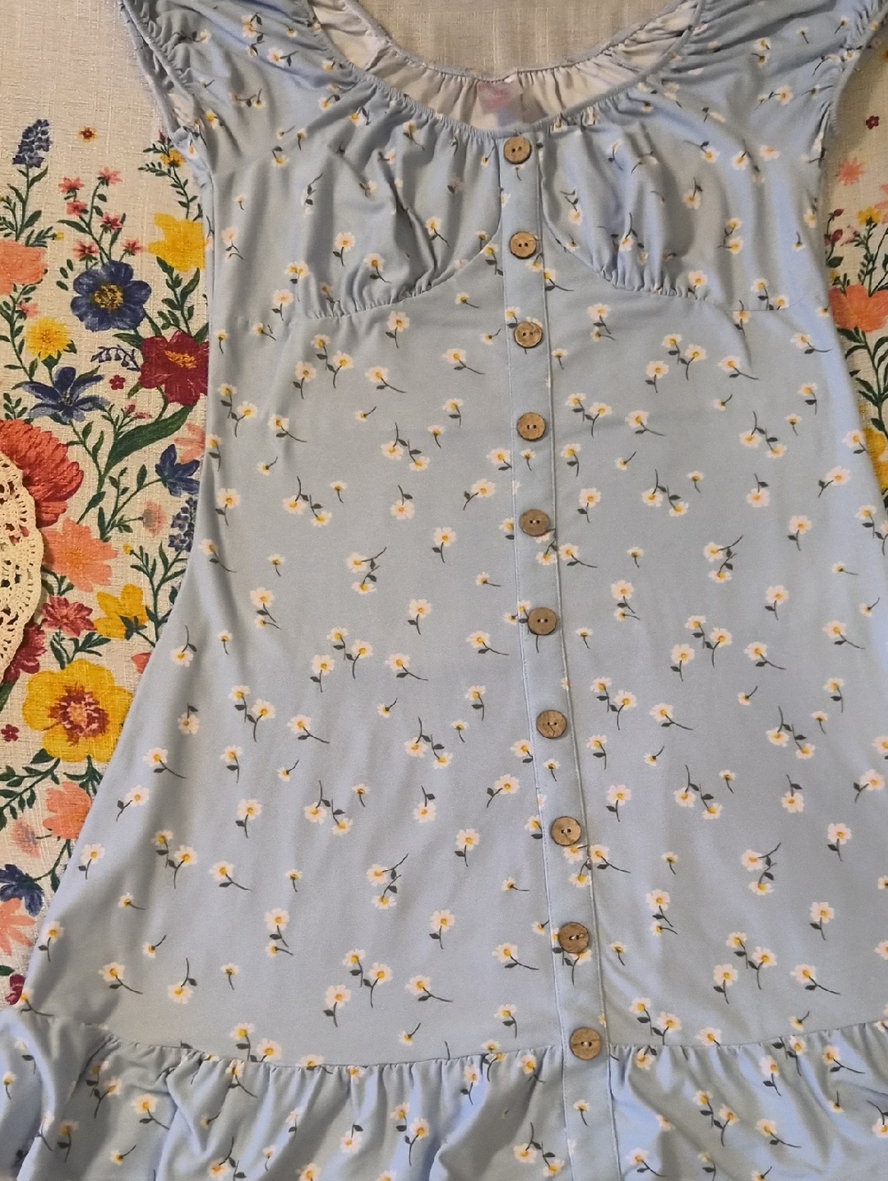 No Boundaries Light Blue Floral Button-Front Mini Dress